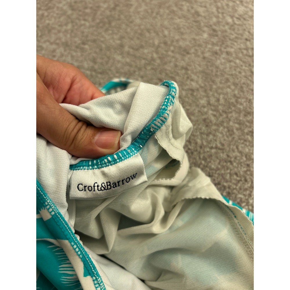 Croft‎ & Barrow Swim Dress Womens 12 Teal Floral Excellent Ruched One Piece - Picture 6 of 10